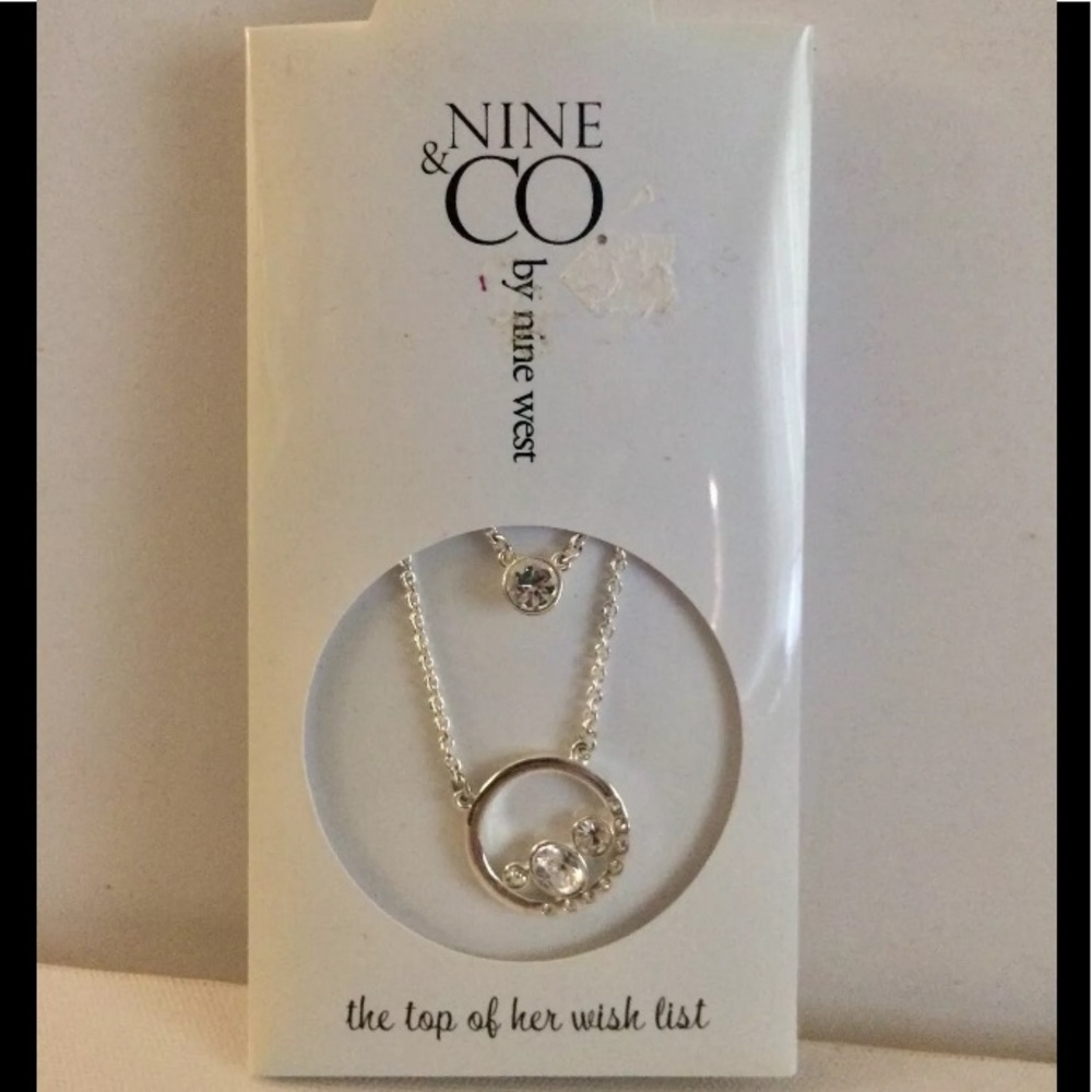 Nine & Company Silvertone Double Row Cubic Zarconia Layering Necklace